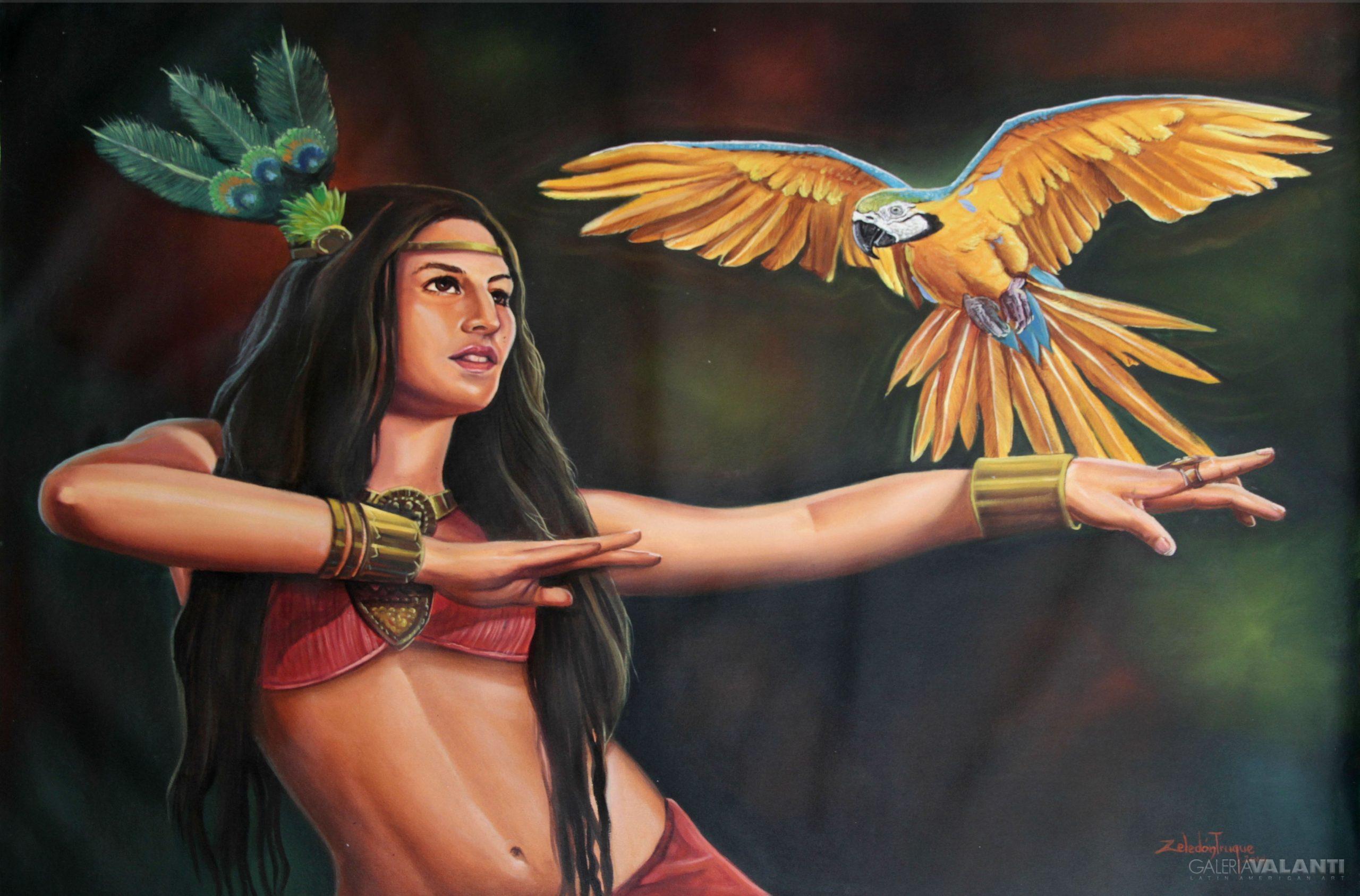 Indígena con Guacamaya